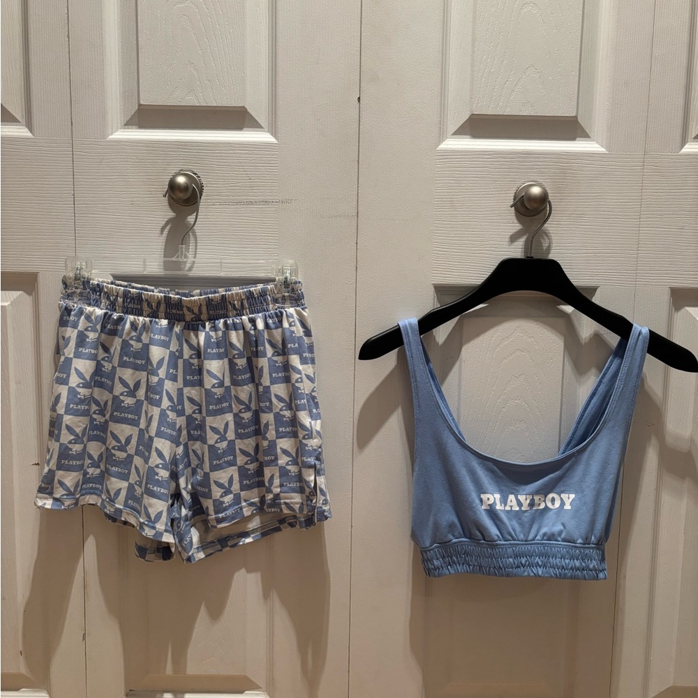 PLAYBOY Women's Light Blue Pajama Set